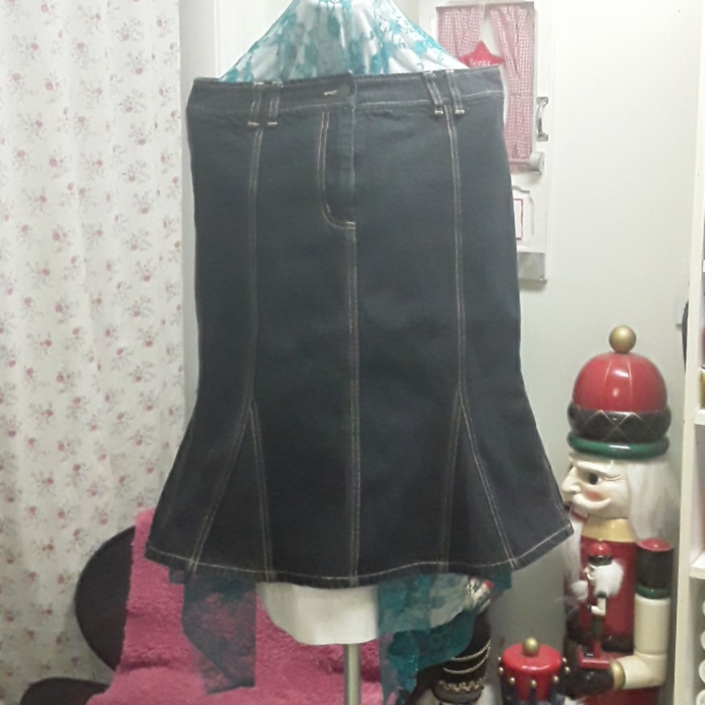The limited black denim skirt